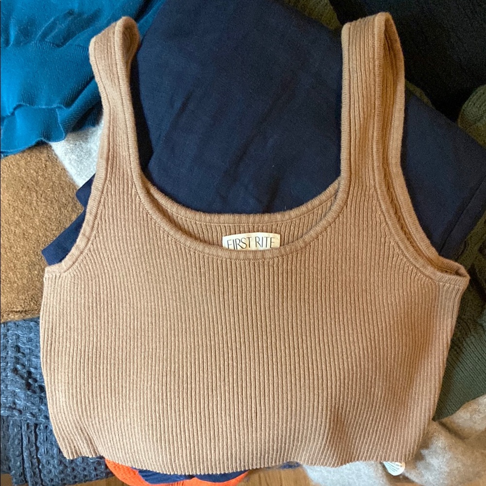 First Rite Ribbed Fitted Sleeveless Tank Top